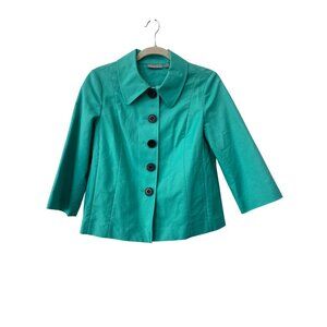 Amber Sun Jacket Size Small Quarter Sleeve Turquoise Cotton Blend Career Formal